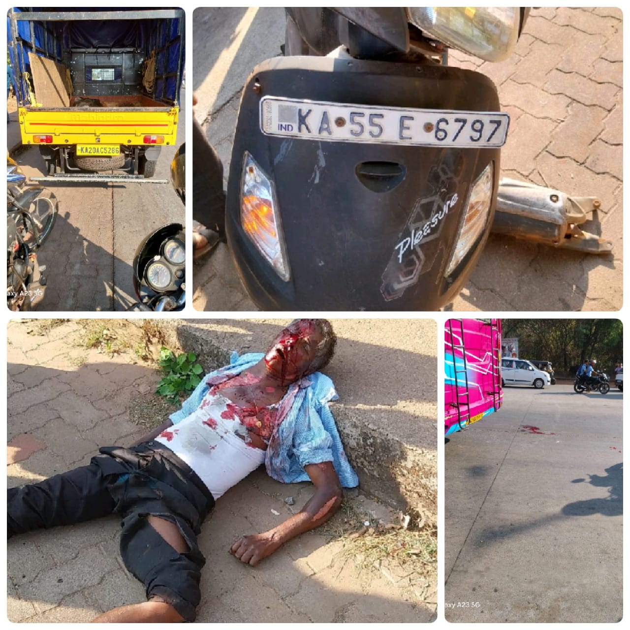 ಉಡುಪಿ ಎಂಜಿಎಂ ಕಾಲೇಜ್ ಮುಂಭಾಗದಲ್ಲಿ ಭೀಕರ ರಸ್ತೆ ಅಪಘಾತ ಕೆನೆಟಿಕ್ ಹೋಂಡಕ್ಕೆ ಮಹೇಂದ್ರ ಪಿಕಪ್ ಡಿಕ್ಕಿ ಸ್ಥಳದಲ್ಲಿ  65 ವರ್ಷದ ಪ್ರಾಯದ ಅಪರಿಚಿತ ವ್ಯಕ್ತಿಯೊಬ್ಬರು ದುರ್ಮರಣ.